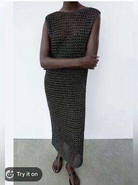 ZARA Knit Dress With Metallic silver Thread NWOT!